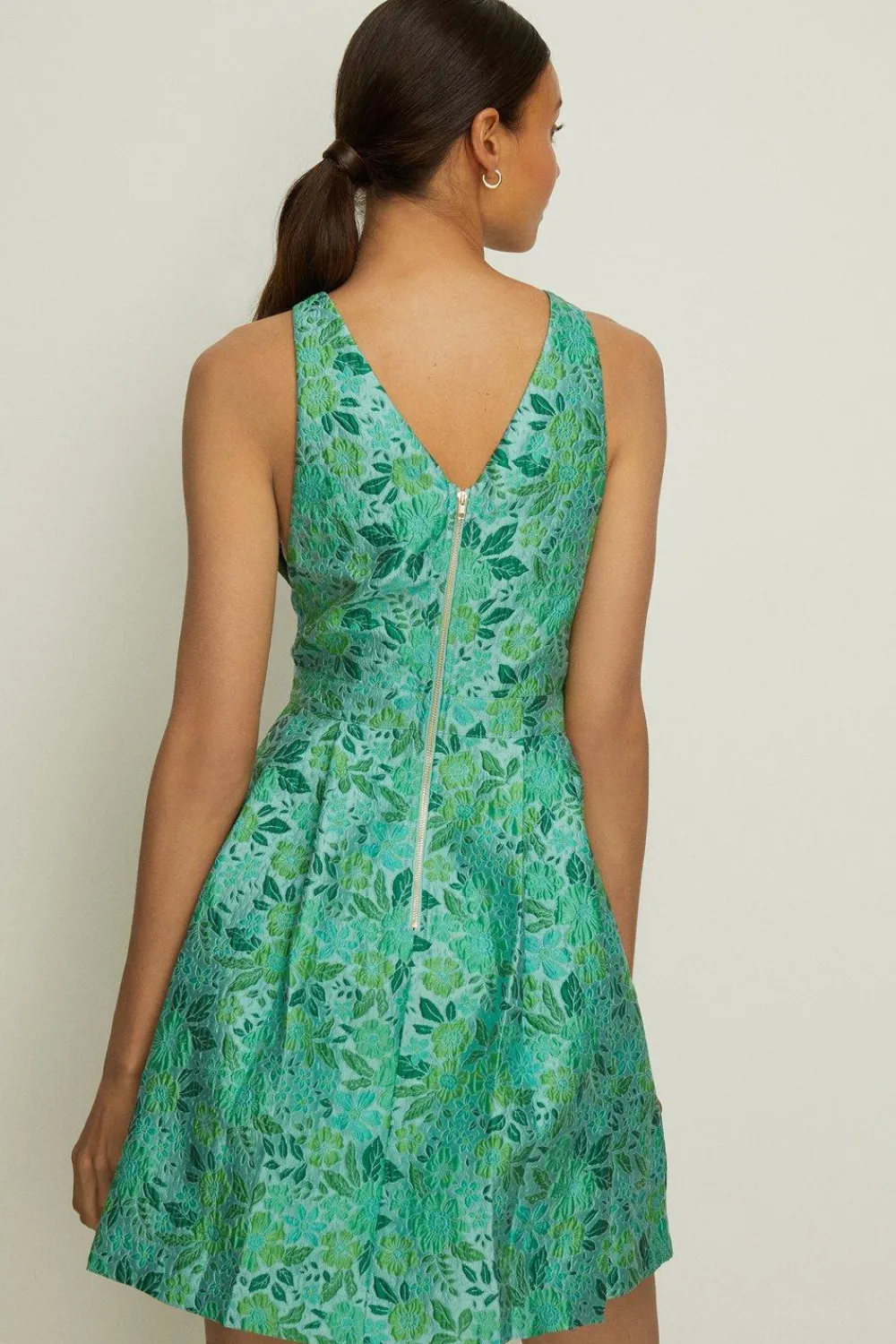Outlet Oasis Floral Jacquard Halter Swing Dress Multi