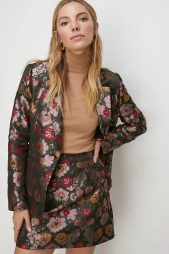 Hot Oasis Floral Jacquard Mini Skirt Mauve