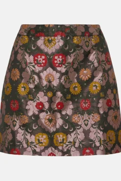 Hot Oasis Floral Jacquard Mini Skirt Mauve