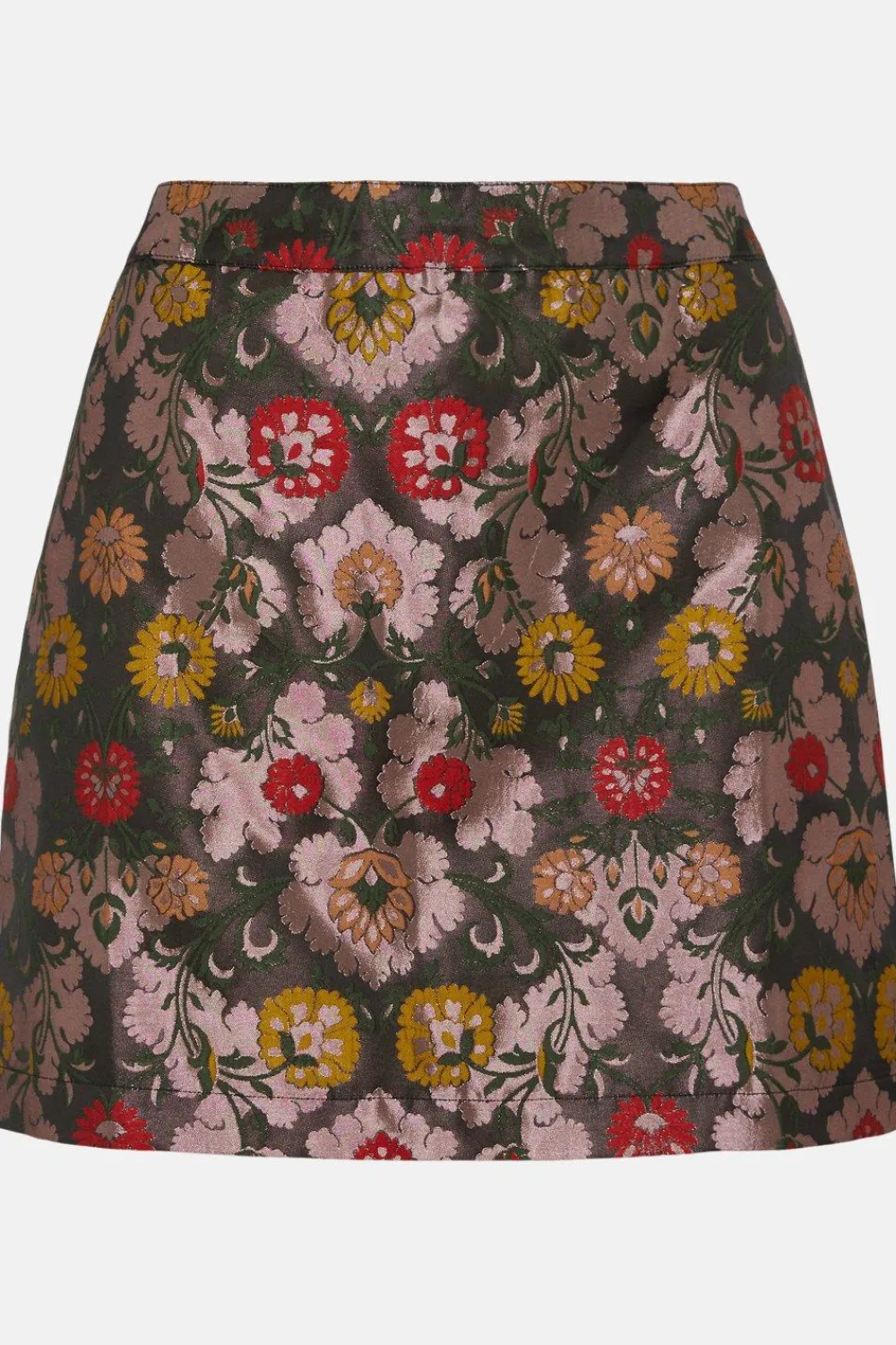 Hot Oasis Floral Jacquard Mini Skirt Mauve