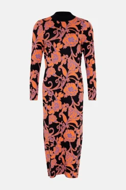 Sale Oasis Floral Jacquard Open Back Midaxi Dress Multi
