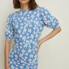 Online Oasis Floral Jacquard Scallop Edge Top Blue