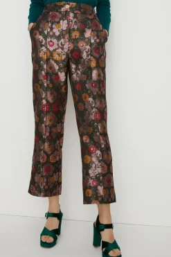 New Oasis Floral Jacquard Straight Leg Trouser Mauve