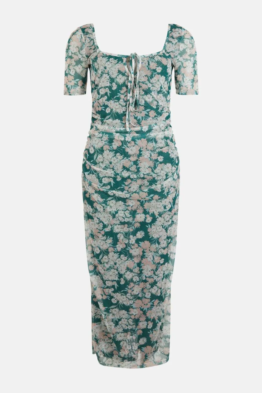 Discount Oasis Floral Keyhole Front Mesh Midi Dress Multi