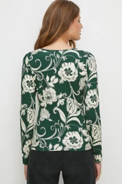 Outlet Oasis Floral Keyhole Front Top Green