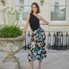 Clearance Oasis Floral Leaf Printed Drape Front Skirt Black