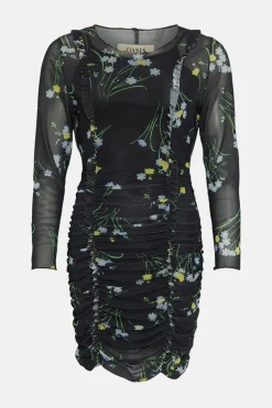 Sale Oasis Floral Overlock Detail Mesh Mini Dress Multi