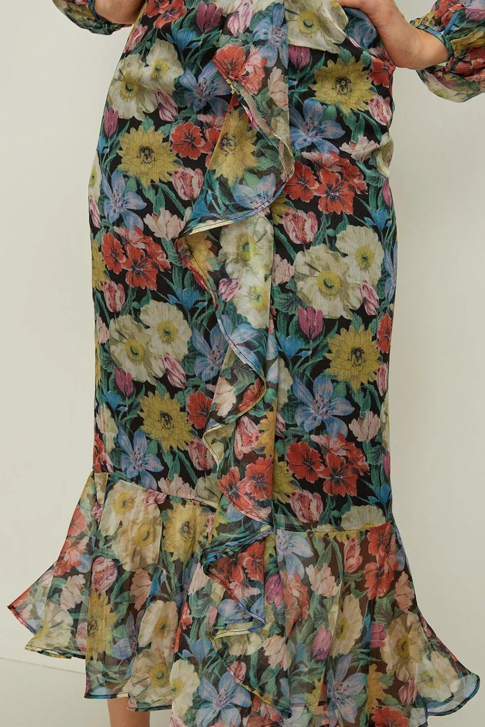 New Oasis Floral Plunge V Neck Midi Dress Multi