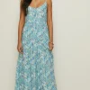 Outlet Oasis Floral Print Button Front Tiered Maxi Dress Multi