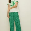 Best Oasis Floral Print Plisse Flare Trouser Green