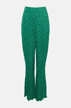 Best Oasis Floral Print Plisse Flare Trouser Green
