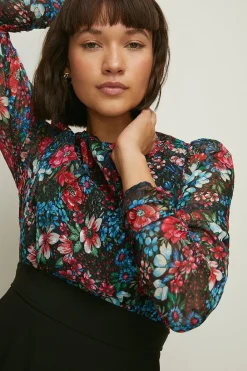 Clearance Oasis Floral Printed 2 In 1 Shift Dress Black