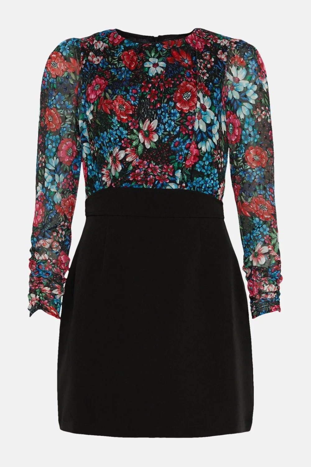 Clearance Oasis Floral Printed 2 In 1 Shift Dress Black
