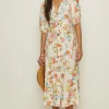Sale Oasis Floral Printed Broderie Tiered Midi Dress Multi
