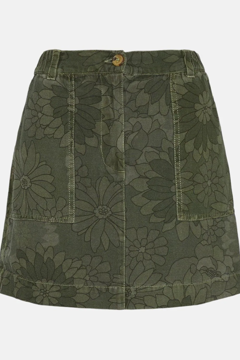 Discount Oasis Floral Printed Canvas Utility Skirt Khaki