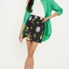 Hot Oasis Floral Printed Cotton Aline Mini Skirt Multi