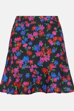 Fashion Oasis Floral Printed Flippy Mini Skirt Black