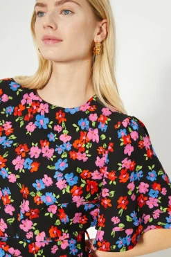 Best Oasis Floral Printed Frill Detail Belted Midi Dress Multi
