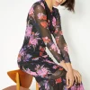Sale Oasis Floral Printed Gauged Front Midi Dress Multi