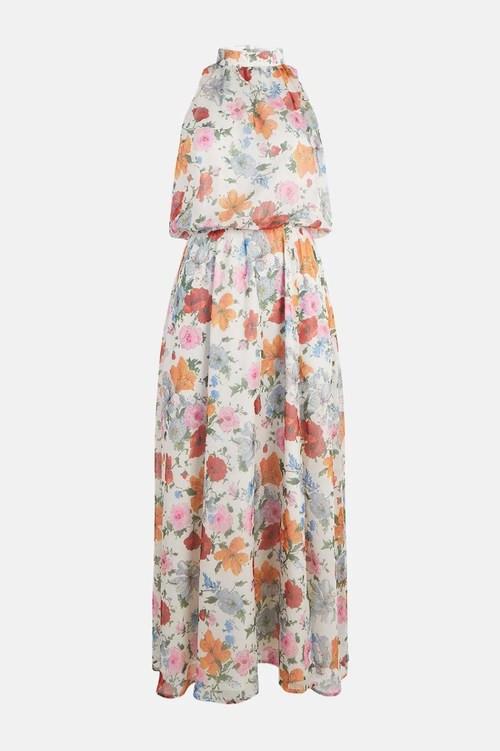 Online Oasis Floral Printed Halter Midi Dress Poppy