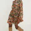 Best Oasis Floral Printed Metallic Chiffon Mini Dress Multi