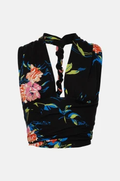 Sale Oasis Floral Printed Multiway Top Black