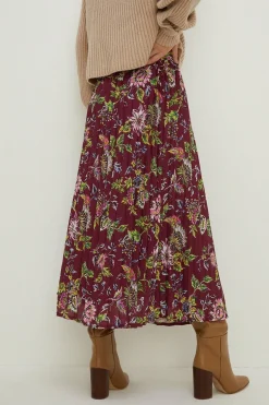 Best Oasis Floral Printed Pleated Midi Skirt Berry