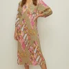 Sale Oasis Floral Printed Plisse Midi Dress Red