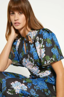 New Oasis Floral Printed Scuba Cut Out Jumpsuit Blue