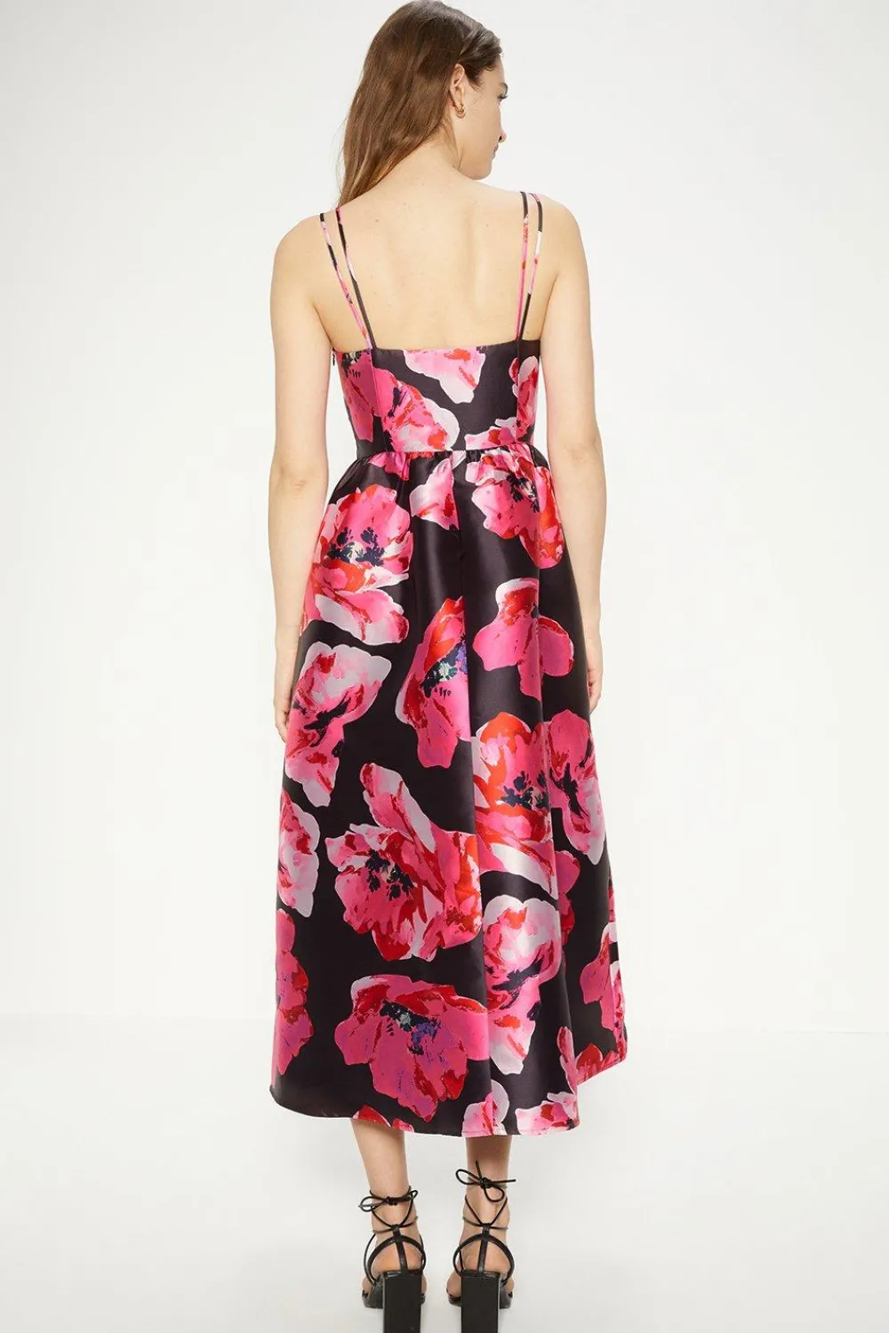 Clearance Oasis Floral Satin Twill Strappy Midi Dress Multi