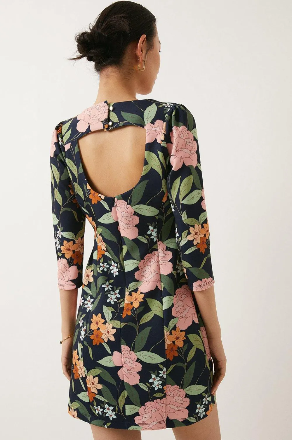 Best Oasis Floral Scuba Shift Mini Dress Navy