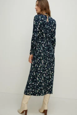 Clearance Oasis Floral Soft Touch Funnel Neck Midi Dress Multi