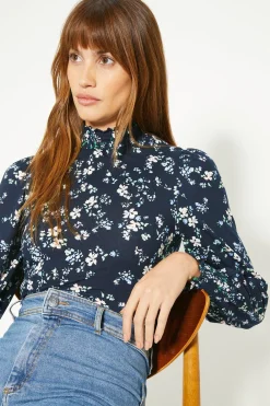Best Oasis Floral Soft Touch Shirred Cuff And Neck Top Multi