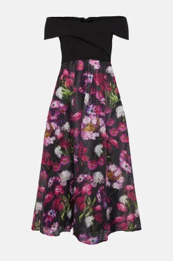 Best Oasis Floral Striped Organza 2 In 1 Midi Dress Multi