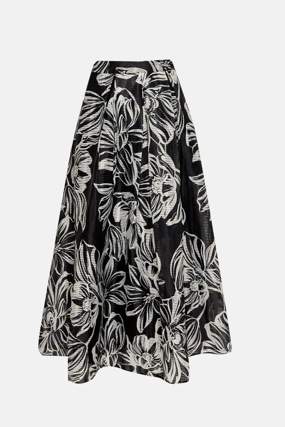 Online Oasis Floral Striped Organza Pleated Midi Skirt Mono