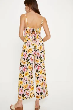 Hot Oasis Floral Tie Back Crinkle Jumpsuit Multi