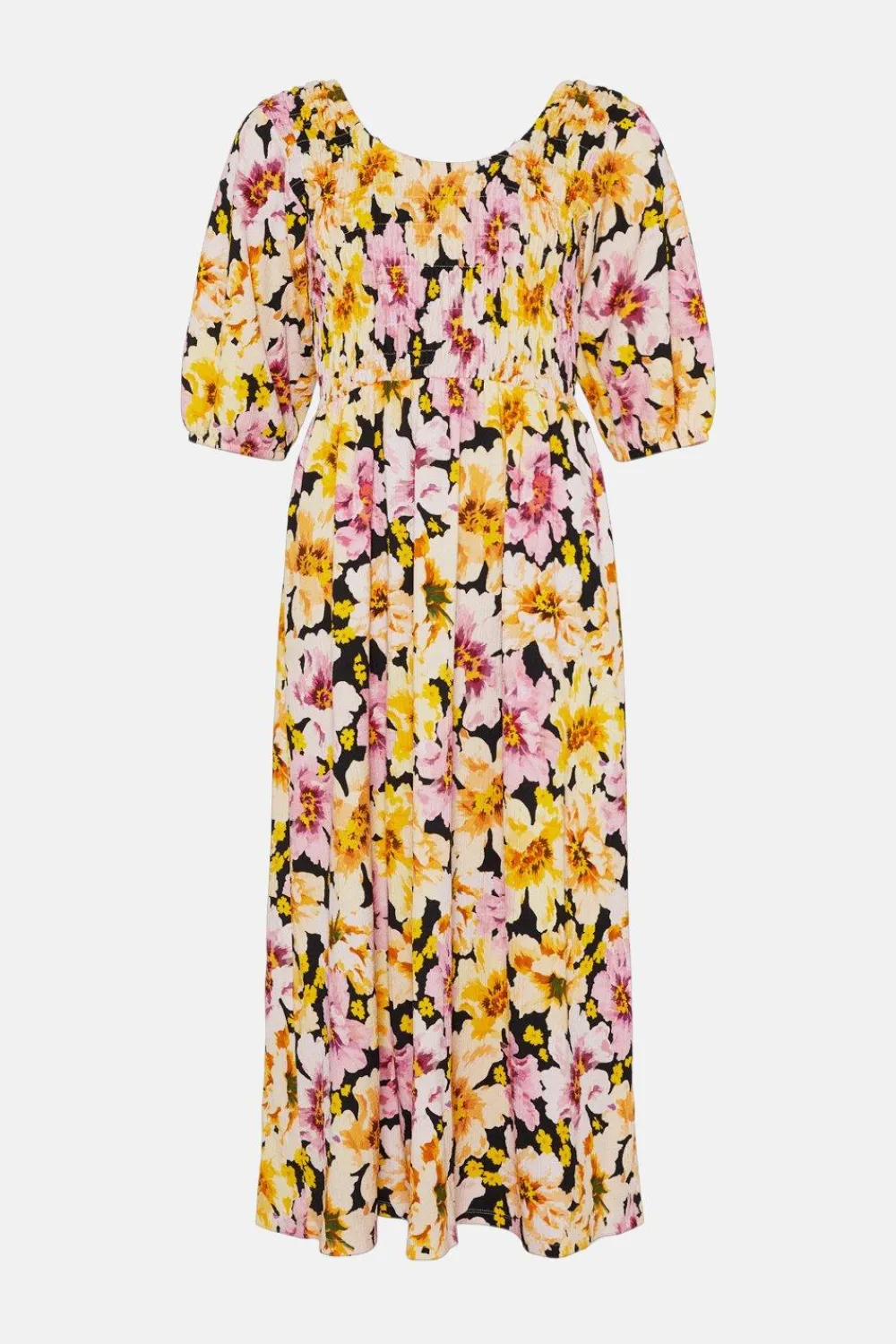 Online Oasis Floral Tie Back Crinkle Midi Dress Multi