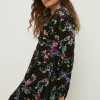 Fashion Oasis Floral Velvet Empire Seam Mini Dress Black