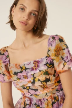 Sale Oasis Floribunda Organza Ruched Mini Dress Floral