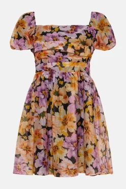Sale Oasis Floribunda Organza Ruched Mini Dress Floral