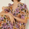 Hot Oasis Floribunda Organza Wrap Midi Dress Black