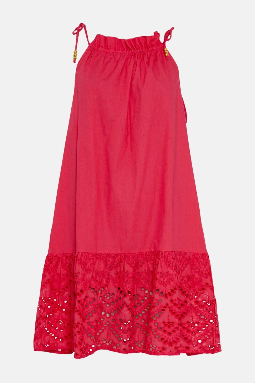 Hot Oasis Flower Broderie Hem Mini Dress Orange