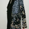 Hot Oasis Folk Floral Jacquard Fringe Cardigan Blue