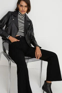 Online Oasis Frankie High Rise Flare Jean Black
