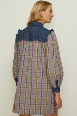 Online Oasis Frill Check Shirt Dress Multi