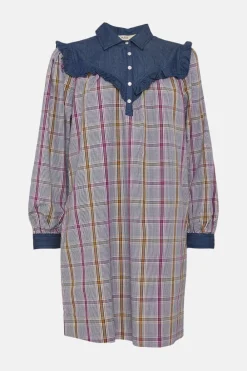 Online Oasis Frill Check Shirt Dress Multi