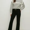 Hot Oasis Frill Insert Stripe Sweatshirt Ivory