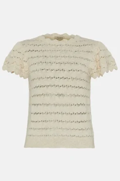 Discount Oasis Frill Sleeve Cotton Slub Jumper Ecru