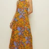 Best Oasis Fruit Print Halter Midi Dress Multi