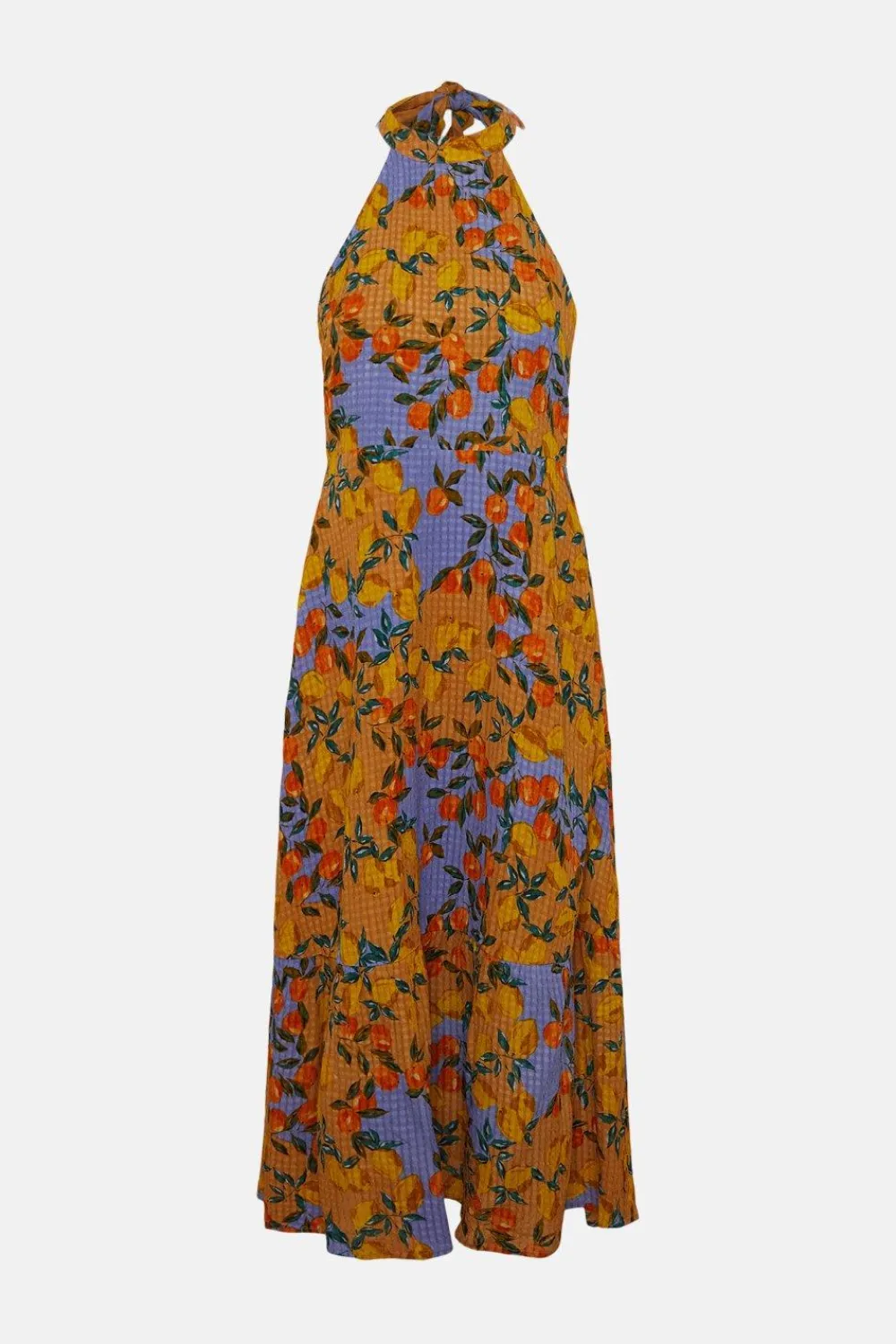 Best Oasis Fruit Print Halter Midi Dress Multi